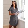 Ekouaer Womens Nightgown Button Down Night Gowns Short Sleeve Sleepshirt V Neck Nightshirt Soft Sleepwear S-XXL(Dark Grey)