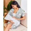 Ekouaer Womens Nightgown Button Down Night Gowns Short Sleeve Sleepshirt V Neck Nightshirt Soft Sleepwear S-XXL(Grey Star)