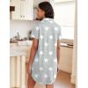 Ekouaer Womens Nightgown Button Down Night Gowns Short Sleeve Sleepshirt V Neck Nightshirt Soft Sleepwear S-XXL(Grey Star)