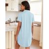 Ekouaer Womens Nightgown Button Down Night Gowns Short Sleeve Sleepshirt V Neck Nightshirt Soft Sleepwear S-XXL(Light Blue)