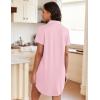 Ekouaer Womens Nightgown Button Down Night Gowns Short Sleeve Sleepshirt V Neck Nightshirt Soft Sleepwear S-XXL(Pink)