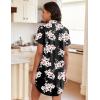 Ekouaer Womens Nightgown Button Down Night Gowns Short Sleeve Sleepshirt V Neck Nightshirt Soft Sleepwear S-XXL(Pink Flower)