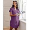 Ekouaer Womens Nightgown Button Down Night Gowns Short Sleeve Sleepshirt V Neck Nightshirt Soft Sleepwear S-XXL(Purple)