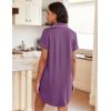 Ekouaer Womens Nightgown Button Down Night Gowns Short Sleeve Sleepshirt V Neck Nightshirt Soft Sleepwear S-XXL(Purple)