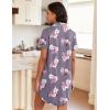 Ekouaer Womens Nightgown Button Down Night Gowns Short Sleeve Sleepshirt V Neck Nightshirt Soft Sleepwear S-XXL(Red Flower)