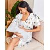 Ekouaer Womens Nightgown Button Down Night Gowns Short Sleeve Sleepshirt V Neck Nightshirt Soft Sleepwear S-XXL(White Ash Flower)