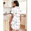 Ekouaer Womens Nightgown Button Down Night Gowns Short Sleeve Sleepshirt V Neck Nightshirt Soft Sleepwear S-XXL(White Ash Flower)