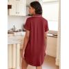 Ekouaer Womens Nightgown Button Down Night Gowns Short Sleeve Sleepshirt V Neck Nightshirt Soft Sleepwear S-XXL(Wine Red)