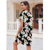 Ekouaer Women’s Nightgown Button Down Nightshirt Short Sleeve Sleepshirt Soft V Neck Sleepwear Pajama Dress(Black Pink Floral)