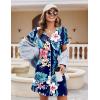 Ekouaer Women’s Nightgown Button Down Nightshirt Short Sleeve Sleepshirt Soft V Neck Sleepwear Pajama Dress(Blue Floral)