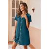 Ekouaer Women’s Nightgown Button Down Nightshirt Short Sleeve Sleepshirt Soft V Neck Sleepwear Pajama Dress(Blue Green)