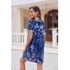 Ekouaer Women’s Nightgown Button Down Nightshirt Short Sleeve Sleepshirt Soft V Neck Sleepwear Pajama Dress(Evening Blue Vines)