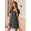 Ekouaer Women’s Nightgown Button Down Nightshirt Short Sleeve Sleepshirt Soft V Neck Sleepwear Pajama Dress(Grey)