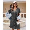 Ekouaer Women’s Nightgown Button Down Nightshirt Short Sleeve Sleepshirt Soft V Neck Sleepwear Pajama Dress(Grey)