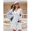 Ekouaer Women’s Nightgown Button Down Nightshirt Short Sleeve Sleepshirt Soft V Neck Sleepwear Pajama Dress(Grey Star)