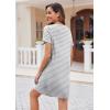Ekouaer Women’s Nightgown Button Down Nightshirt Short Sleeve Sleepshirt Soft V Neck Sleepwear Pajama Dress(Grey Striped)