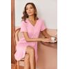 Ekouaer Women’s Nightgown Button Down Nightshirt Short Sleeve Sleepshirt Soft V Neck Sleepwear Pajama Dress(Light Pink)