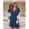 Ekouaer Women’s Nightgown Button Down Nightshirt Short Sleeve Sleepshirt Soft V Neck Sleepwear Pajama Dress(Navy)