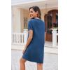 Ekouaer Women’s Nightgown Button Down Nightshirt Short Sleeve Sleepshirt Soft V Neck Sleepwear Pajama Dress(Navy Blue)