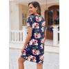 Ekouaer Women’s Nightgown Button Down Nightshirt Short Sleeve Sleepshirt Soft V Neck Sleepwear Pajama Dress(Navy Blue Floral)