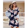 Ekouaer Women’s Nightgown Button Down Nightshirt Short Sleeve Sleepshirt Soft V Neck Sleepwear Pajama Dress(Navy Floral)