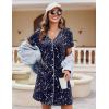 Ekouaer Women’s Nightgown Button Down Nightshirt Short Sleeve Sleepshirt Soft V Neck Sleepwear Pajama Dress(Navy Star)