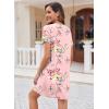 Ekouaer Women’s Nightgown Button Down Nightshirt Short Sleeve Sleepshirt Soft V Neck Sleepwear Pajama Dress(Pink Floral)