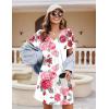 Ekouaer Women’s Nightgown Button Down Nightshirt Short Sleeve Sleepshirt Soft V Neck Sleepwear Pajama Dress(White Floral)