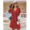 Ekouaer Women’s Nightgown Button Down Nightshirt Short Sleeve Sleepshirt Soft V Neck Sleepwear Pajama Dress(Wine Red)