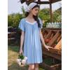 Ekouaer Womens Nightgown Lace Trim V Neck Sleep Shirt Flare Short Sleeve Night Gown Pleated Nightshirt Ladies Nightdress(Clear Blue)