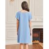 Ekouaer Womens Nightgown Lace Trim V Neck Sleep Shirt Flare Short Sleeve Night Gown Pleated Nightshirt Ladies Nightdress(Clear Blue)