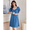 Ekouaer Womens Nightgown Lace Trim V Neck Sleep Shirt Flare Short Sleeve Night Gown Pleated Nightshirt Ladies Nightdress(Dog Paws Blue)