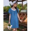 Ekouaer Womens Nightgown Lace Trim V Neck Sleep Shirt Flare Short Sleeve Night Gown Pleated Nightshirt Ladies Nightdress(Dog Paws Blue)
