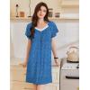 Ekouaer Womens Nightgown Lace Trim V Neck Sleep Shirt Flare Short Sleeve Night Gown Pleated Nightshirt Ladies Nightdress(Dog Paws Blue)
