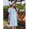 Ekouaer Womens Nightgown Lace Trim V Neck Sleep Shirt Flare Short Sleeve Night Gown Pleated Nightshirt Ladies Nightdress(Floral Blue)