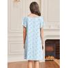 Ekouaer Womens Nightgown Lace Trim V Neck Sleep Shirt Flare Short Sleeve Night Gown Pleated Nightshirt Ladies Nightdress(Floral Blue)