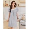 Ekouaer Womens Nightgown Lace Trim V Neck Sleep Shirt Flare Short Sleeve Night Gown Pleated Nightshirt Ladies Nightdress(Light Grey)