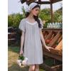 Ekouaer Womens Nightgown Lace Trim V Neck Sleep Shirt Flare Short Sleeve Night Gown Pleated Nightshirt Ladies Nightdress(Light Grey)