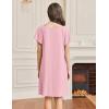 Ekouaer Womens Nightgown Lace Trim V Neck Sleep Shirt Flare Short Sleeve Night Gown Pleated Nightshirt Ladies Nightdress(Misty Rose)