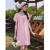 Ekouaer Womens Nightgown Lace Trim V Neck Sleep Shirt Flare Short Sleeve Night Gown Pleated Nightshirt Ladies Nightdress(Misty Rose)
