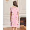 Ekouaer Womens Nightgown Lace Trim V Neck Sleep Shirt Flare Short Sleeve Night Gown Pleated Nightshirt Ladies Nightdress(Pink Flower)