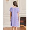 Ekouaer Womens Nightgown Lace Trim V Neck Sleep Shirt Flare Short Sleeve Night Gown Pleated Nightshirt Ladies Nightdress(Purple Floral)