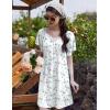 Ekouaer Womens Nightgown Lace Trim V Neck Sleep Shirt Flare Short Sleeve Night Gown Pleated Nightshirt Ladies Nightdress(White Blue Floral)
