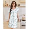 Ekouaer Womens Nightgown Lace Trim V Neck Sleep Shirt Flare Short Sleeve Night Gown Pleated Nightshirt Ladies Nightdress(White Blue Floral)