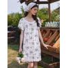 Ekouaer Womens Nightgown Lace Trim V Neck Sleep Shirt Flare Short Sleeve Night Gown Pleated Nightshirt Ladies Nightdress(White Purple Flower)