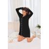 Ekouaer Women’s Nightgown Long Sleeve Nightshirt Button Down Sleepshirt Boyfriend Sleepwear Pajama Dress S-XXL(Black)