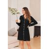 Ekouaer Women’s Nightgown Long Sleeve Nightshirt Button Down Sleepshirt Boyfriend Sleepwear Pajama Dress S-XXL(Black)