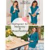 Ekouaer Women’s Nightgown Long Sleeve Nightshirt Button Down Sleepshirt Boyfriend Sleepwear Pajama Dress S-XXL(Blue Green)
