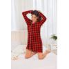 Ekouaer Women’s Nightgown Long Sleeve Nightshirt Button Down Sleepshirt Boyfriend Sleepwear Pajama Dress S-XXL(Christmas Plaid)