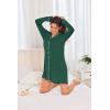 Ekouaer Women’s Nightgown Long Sleeve Nightshirt Button Down Sleepshirt Boyfriend Sleepwear Pajama Dress S-XXL(Evergreen)